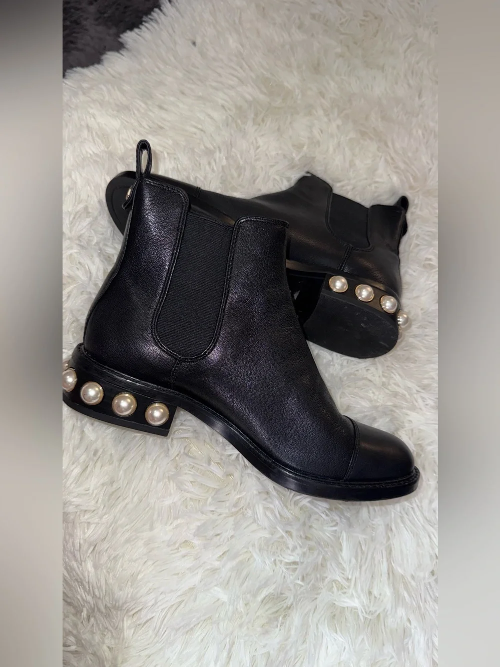 Black Leather Chelsea Boots for Women